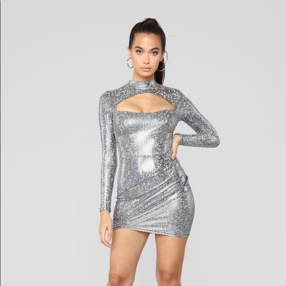 Fashion Nova Dresses & Skirts - Fashion Nova - Lia Silver Cut Out Dress
